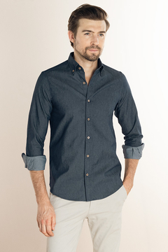 Camisa Casual Marinho com elastano - comprar online