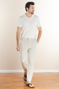Calça Casual de algodão listrada cru - Garbo - Loja Online de Moda Masculina