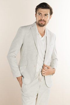 Blazer Casual de algodão listrado bege - comprar online