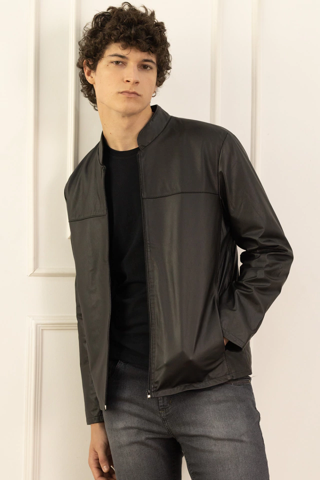 jaqueta de couro masculina