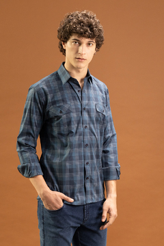 CAMISA SLIM FIT XADREZ MARINHO - comprar online