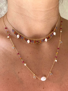 Imagem do Choker e/ou Gargantilha com Cristais Espinélio e Pérolas