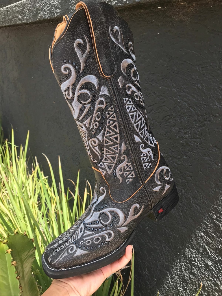 BOTA TEXANA GOYAZES FEMININA COURO CABAERDINO BLACK 213203 CK