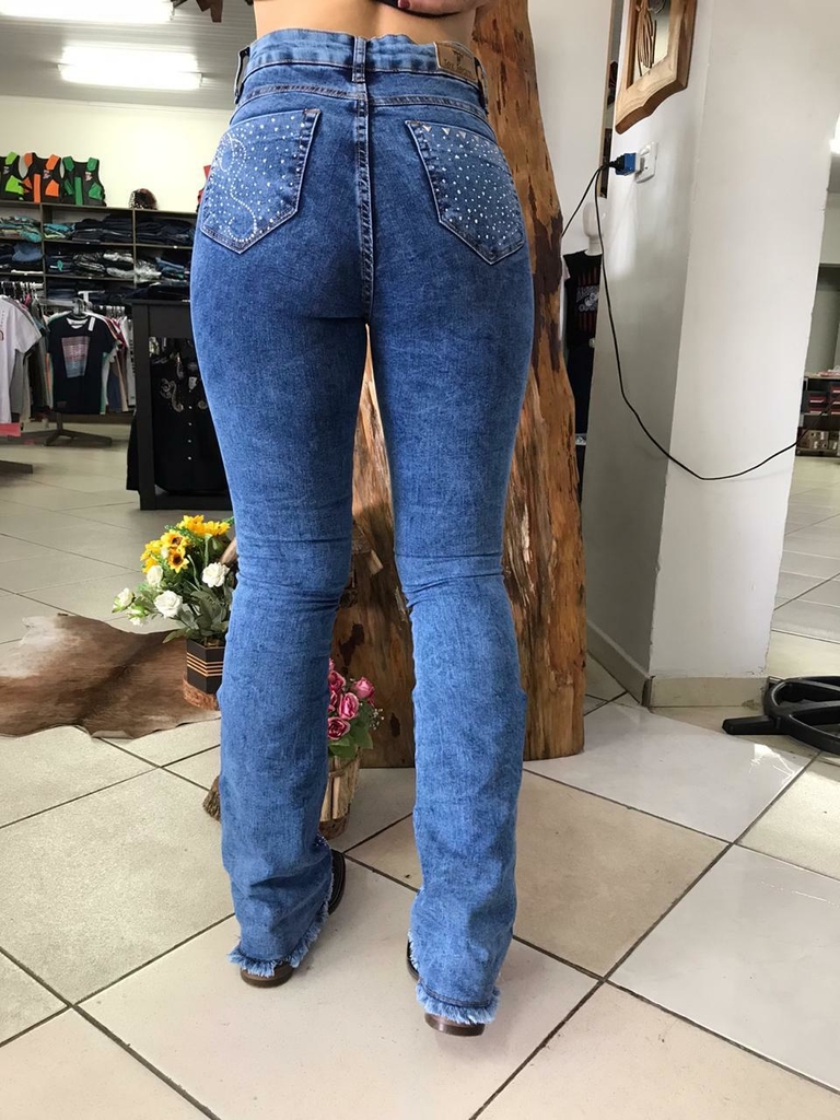 Calça flare sale brilhante