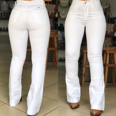 Calça Flare Jeans Branca Dardak