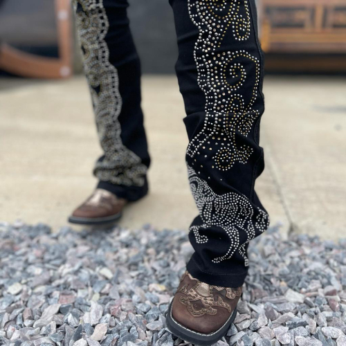Calça flare preta brilhosa clearance