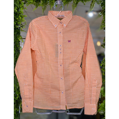Camisa xadrez laranja feminina outlet