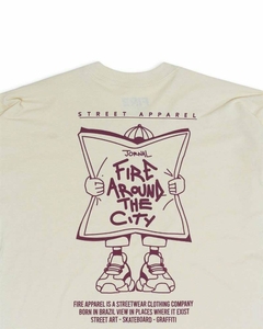 Camiseta Básica Fire 'Jornal' Around The City (Bege) na internet