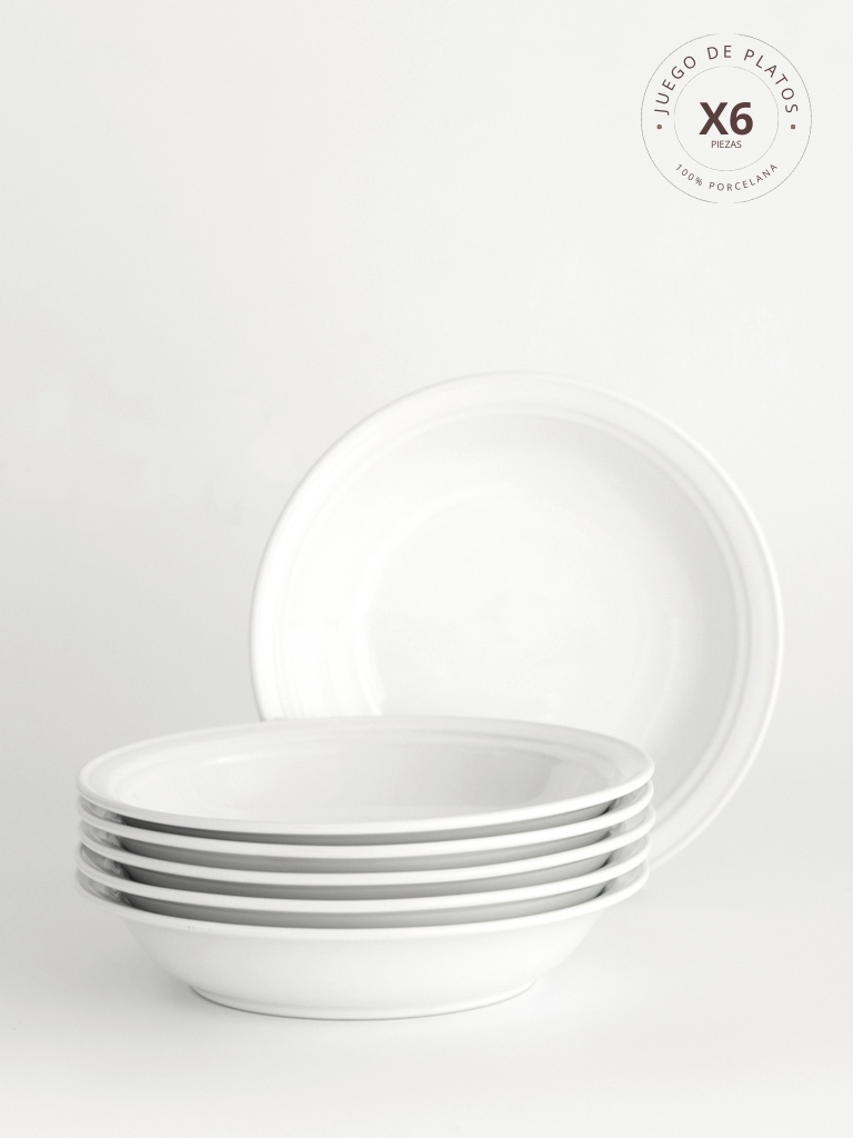 Plato hondo porcelana blanca new arrivals