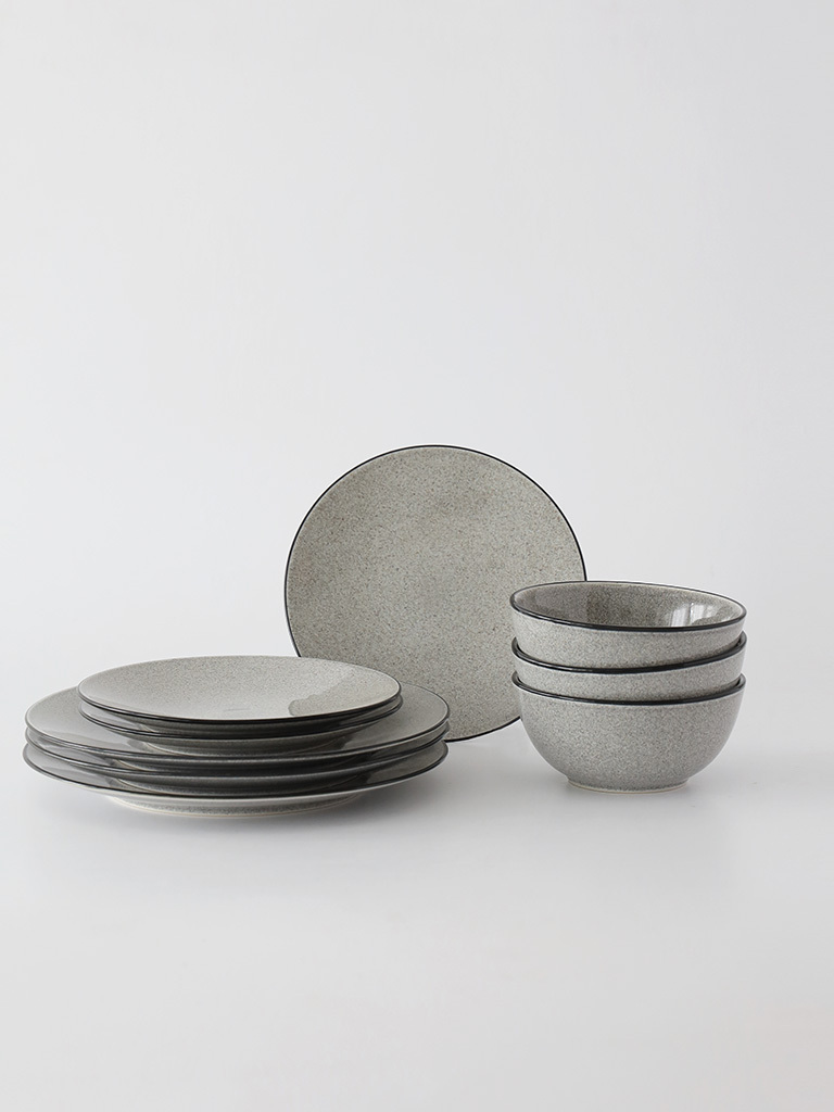 Juego de Vajilla Porcelana Pedra Rocha Gris 18 Piezas