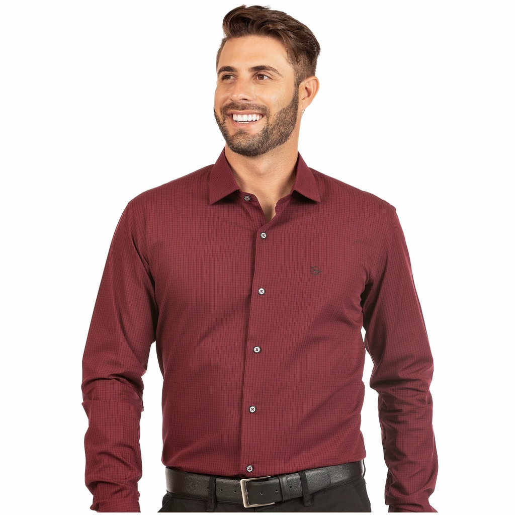 Camisa slim fit em padrão de xadrez Decenio