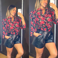 SHORT TATY DELUXE EM COURO ECO (Acompanha CINTO DUPLO) COR PRETO - comprar online