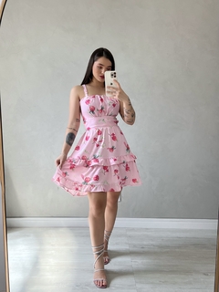 VESTIDO MB CAROL/POSSUE BOJO(COR ROSA/ESTAMPA FLORAL)