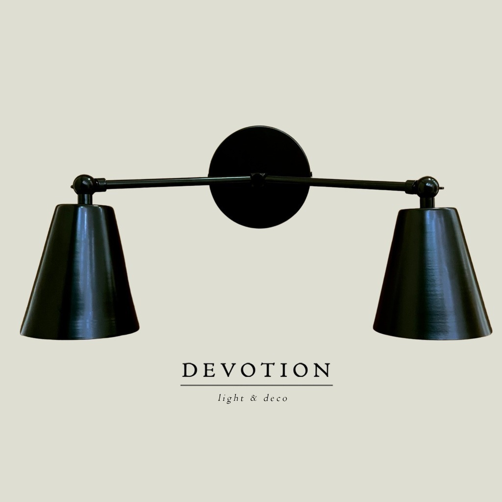 Aplique de pared 2 (dos) luces negro "Modelo Petit" Movimientos en las campanas.