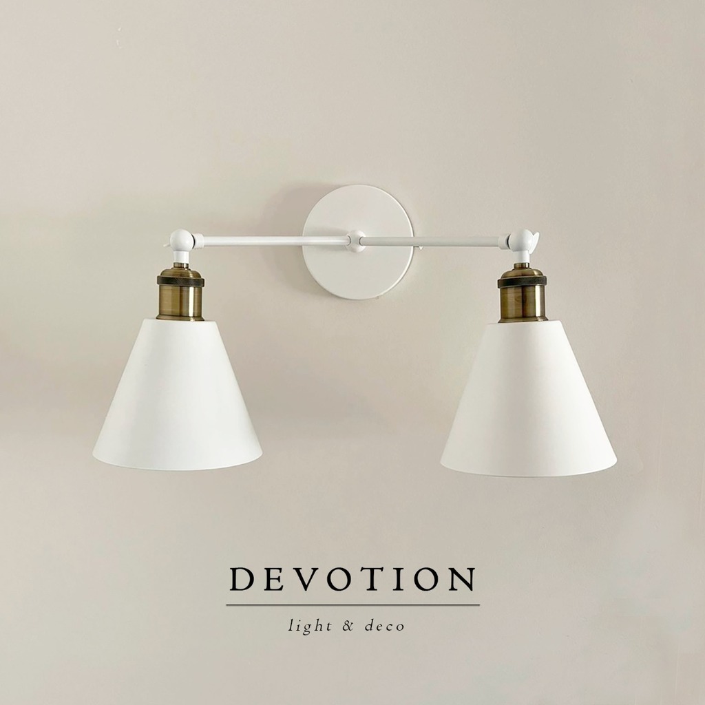 Aplique de 2 luces blanco con portalamparas vintage dorado mate