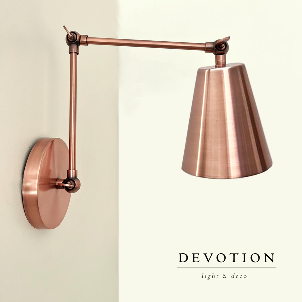 Aplique de pared COBRE "Modelo Petit" multiples movimientos verticales en 3 sectores