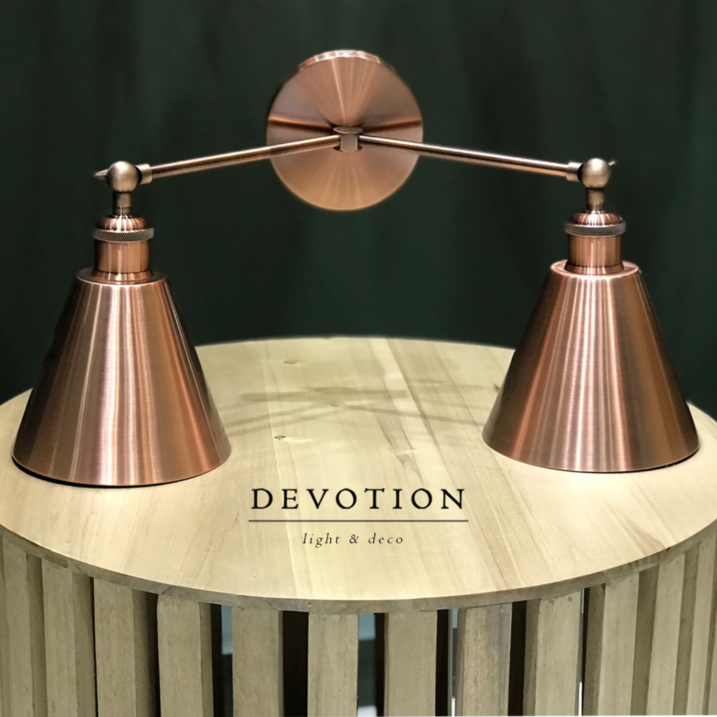 Aplique de 2 luces Cobre Viejo con portalamparas cobre