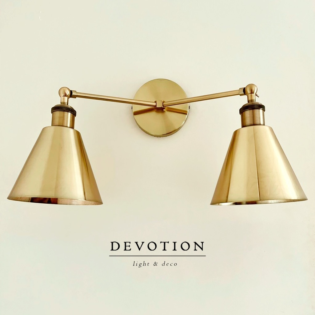 Aplique de 2 luces Dorado Mate con portalamparas vintage