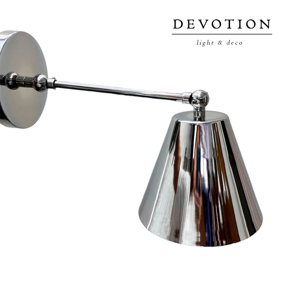 Aplique de pared cromado con múltiples movimientos verticales en 2 sectores