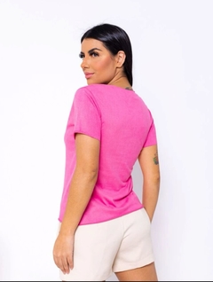 T-Shirt Suede De Manga Curta Pink - comprar online