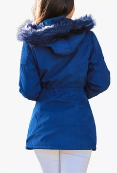 Parka De Sarja Feminina Forrada M Ao Xg Azul - comprar online