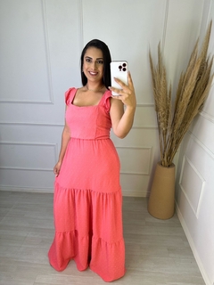 Vestido Longo Pipoquinha Mika Coral - loja online