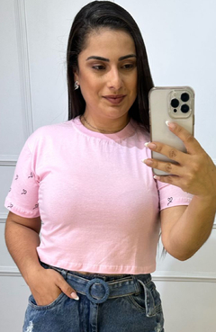 Cropped Tee Hear Rosa Bebê