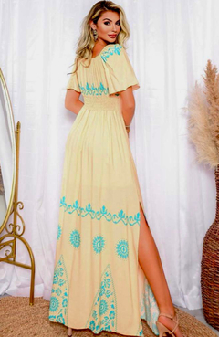Vestido Longo Ciganinha Priscila Bege - comprar online