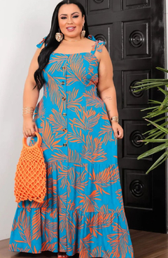 Vestido Longo Plus Size Dubai Azul