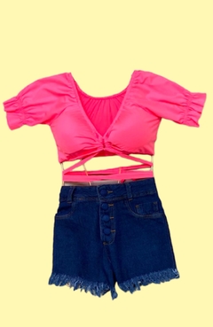 Cropped Tina Suplex Rosa Neon - comprar online