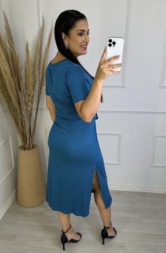 Vestido Lara Fashion Azul Petroleo
