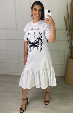 Vestido Midi Malha Butterfly Branco - comprar online