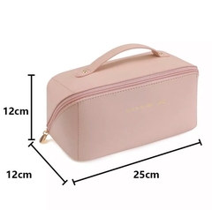 Necessaire Bolsa Couro Pu Feminina Organizador Viagem Maquiagem Cosmeticos Grande - Rose na internet