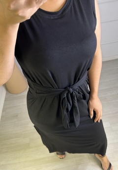 Vestido Malha Lara C/ Cinto Regata Preto