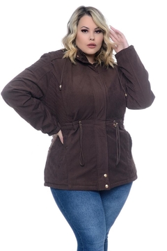 Parka De Sarja Plus Size Forrada G1 Ao G4 Marrom - comprar online