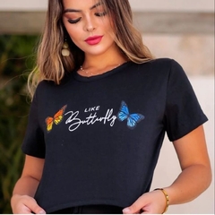 Cropped Tee Butterfly Preto - AUTHENTIC STORE LTDA
