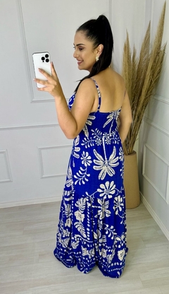 Vestido Longo Estampado South Azul - comprar online
