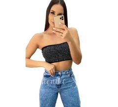 Top Faixa Strass Preto Larissa - comprar online