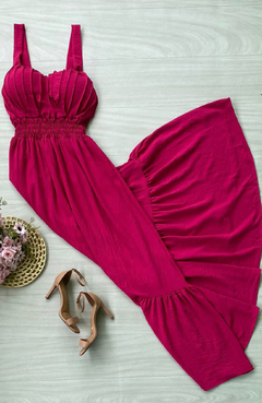 Vestido Longo Plus Drapeado Alicia Pink - comprar online