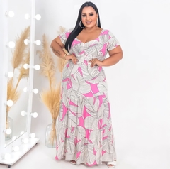 Vestido Longo Plus Leona Rosa - loja online