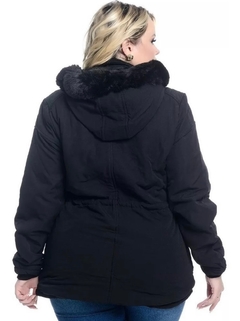 Parka De Sarja Plus Size Forrada G1 Ao G4 Preta - comprar online