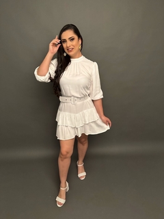 Vestido Com Babados Mily Branco - loja online