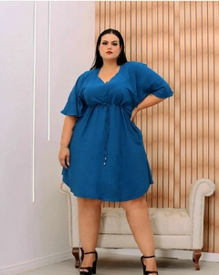 Vestido Kimono Lucia Plus Size Azul Petróleo - comprar online