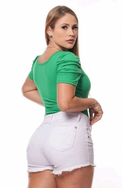 Body Canelado Princesa C/ Bojo Mireli Verde Bandeira - comprar online