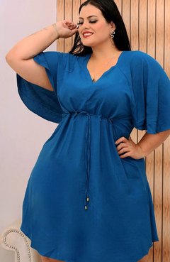 Vestido Kimono Lucia Plus Size Azul Petróleo