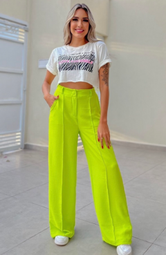 Calça Pantalona Duna Virginia Verde Neon