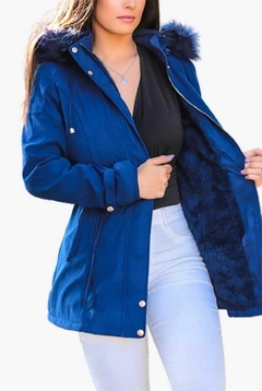 Parka De Sarja Feminina Forrada M Ao Xg Azul