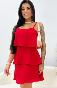 Vestido Curto Liara 3 Camadas Vermelho - comprar online