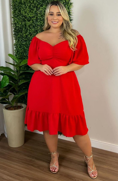 Vestido Curto Plus Size Simonni Vermelho