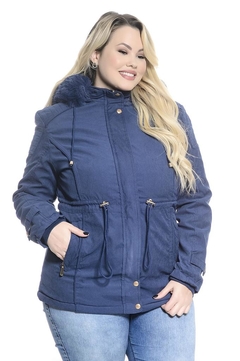 Parka De Sarja Plus Size Forrada G1 Ao G4 Azul Marinho